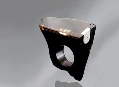 Art 7: pierścionek "Oxygen" - bursztyn, srebro