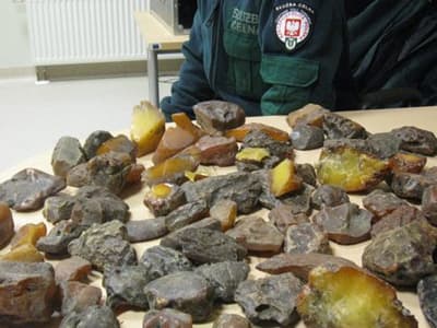 Część przemycanego bursztynu to duże bryłki