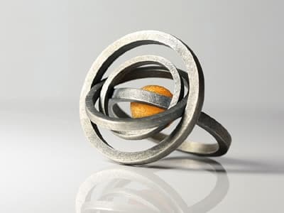 Andrzej Kupniewski: pierścionek - bursztyn bałtycki, srebro 
